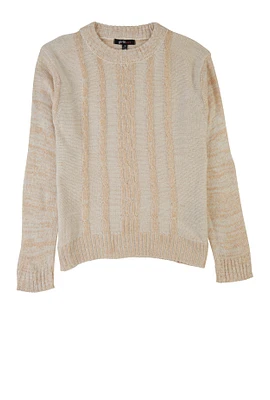 Girls Two Tone Cable Knit Sweater,