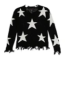 Girls Distressed Star Print Sweater, 10-12