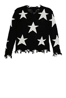 Girls Distressed Star Print Sweater, 10-12
