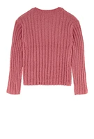 Girls Eyelash Ribbed Knit Sweater, Pink, Size 10-12