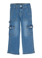 Little Girls Cargo Pocket Straight Leg Jeans, Blue, Size 6X