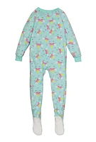 Girls Fleece Unicorn Floral Print Footed Pajamas, 7-8