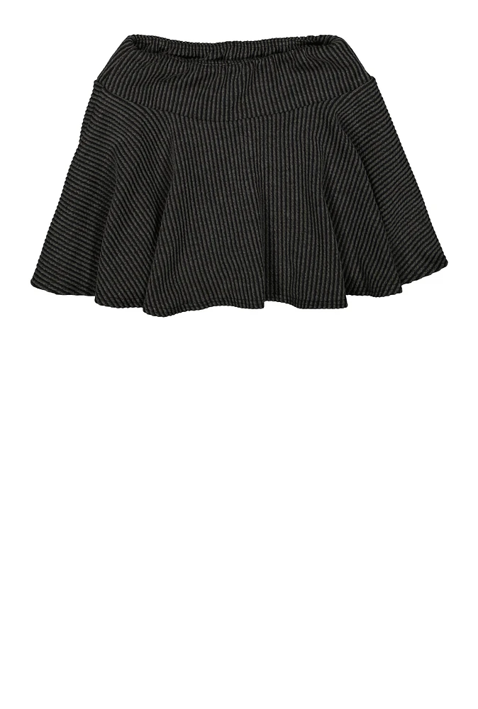 Girls Ribbed Knit Skort, Grey, Size 10-12