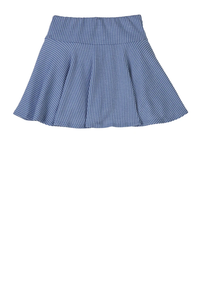 Girls Ribbed Knit Skort, Blue, Size 7-8