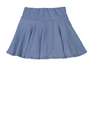 Girls Ribbed Knit Skort, Blue, Size 7-8