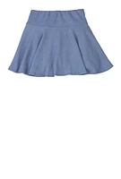 Girls Ribbed Knit Skort, Blue, Size 7-8