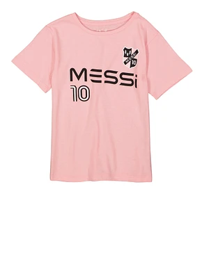 Little Girls Messi 10 Graphic Tee, Pink, Size 5
