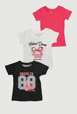 Little Girls Future Queen Limited Edition Graphic T Shirts with Glitter Design, Multi,