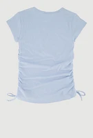 Girls Trendy Rib Knit Tee with Bear Chain Necklace,