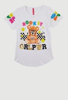 Girls Rock It Grl Pwr Sequin Graphic Tee, White, Size 7-8