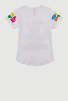 Girls Rock It Grl Pwr Sequin Graphic Tee, White, Size 7-8