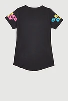 Girls Game Day Sequin Short Sleeve Graphic Tee,