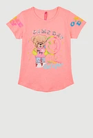 Girls Game Day Sequin Short Sleeve Graphic Tee,