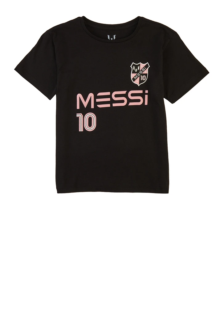 Girls Messi 10 Graphic Tee, Black, Size 8