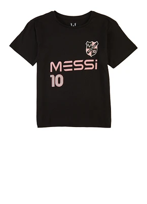 Girls Messi 10 Graphic Tee, Black, Size 8