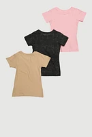 Girls Butterfly Graphic Glitter Tees 3 Pack, Multi, Size 7-8