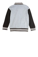 Little Girls B Initial Chenille Patch Varsity Jacket, Grey, Size 6X