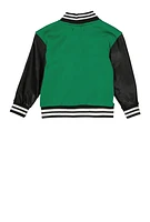 Little Girls R Chenille Graphic Color Block Varsity Jacket, 4
