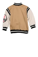 Little Girls 68 Graphic Chenille Patch Varsity Jacket, 4