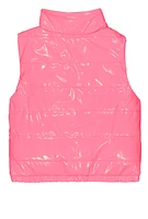 Girls Faux Patent Leather Puffer Vest, Pink, Size 10-12