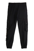 Little Boys Toggle Detail Cargo Pocket Joggers, Black, Size 6