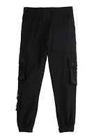 Little Boys Toggle Detail Cargo Pocket Joggers, Black, Size 7