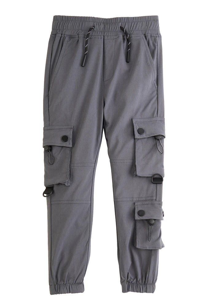 Little Boys Toggle Drawstring Cargo Pocket Joggers, Grey, Size 5