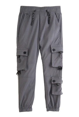 Little Boys Toggle Drawstring Cargo Pocket Joggers, Grey, Size 5