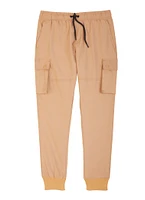 Boys Nylon Drawstring Cargo Joggers, Khaki, Size 14-16