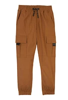 Boys Pull Tab Cargo Pocket Joggers, Brown, Size 10-12
