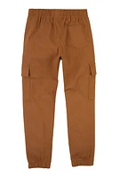 Boys Pull Tab Cargo Pocket Joggers, Brown, Size 10-12