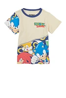 Little Boys Sonic The Hedgehog Graphic Tee, Beige, Size 4-5