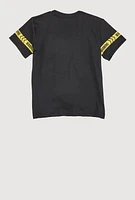 Little Boys Warning Heart Breaker Bear Tee, Black, Size 4