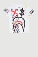 Little Boys Sharkbite Mouth Graphic Tee, White, Size 7