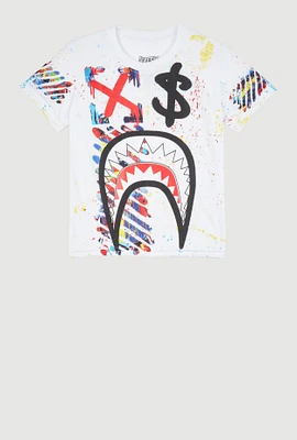 Little Boys Sharkbite Mouth Graphic Tee, White, Size 4