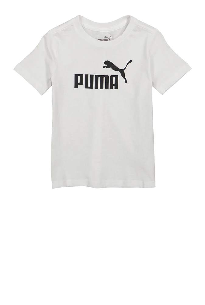 Little Boys Puma Logo Tee, White,