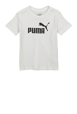 Little Boys Puma Logo Tee, White, Size 4