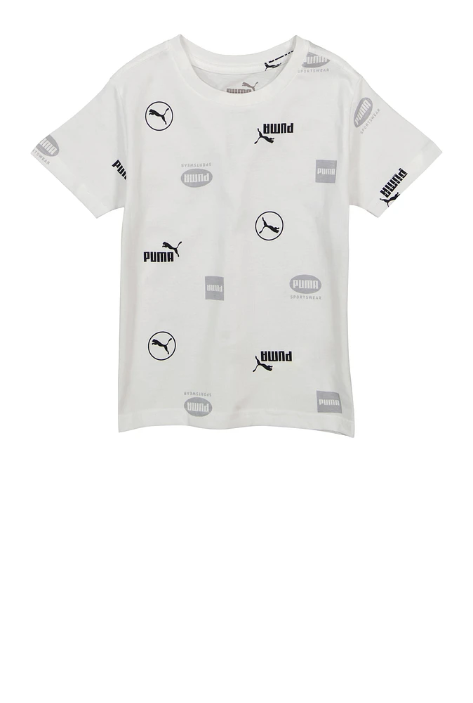 Little Boys Puma Sportswear Printed T Shirt, White, Size 6