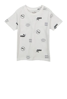 Little Boys Puma Sportswear Printed T Shirt, White, Size 6