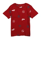 Little Boys Puma Printed Sportswear Logo Tee, Red, Size 6