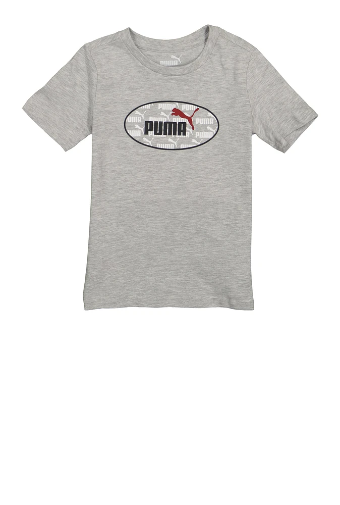 Little Boys Puma Oval Graphic Tee, Grey, Size 6