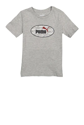 Little Boys Puma Oval Graphic Tee, Grey, Size 7