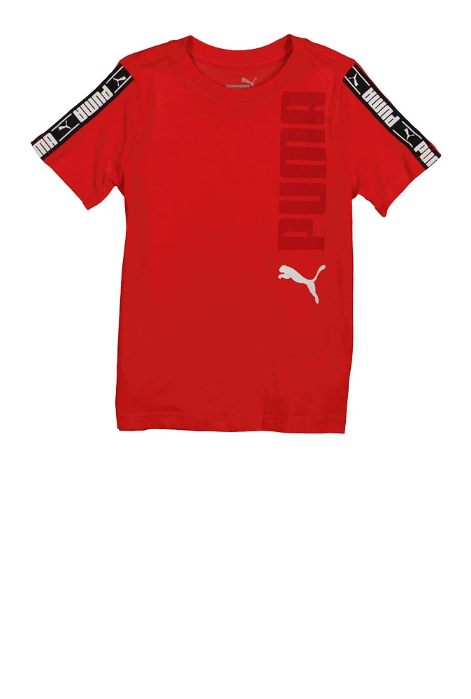 Little Boys Puma Graphic Trim Tee, Red, Size 4