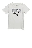 Little Boys Puma Logo T Shirt, White, Size 4