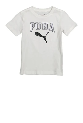 Little Boys Puma Logo T Shirt, White, Size 5