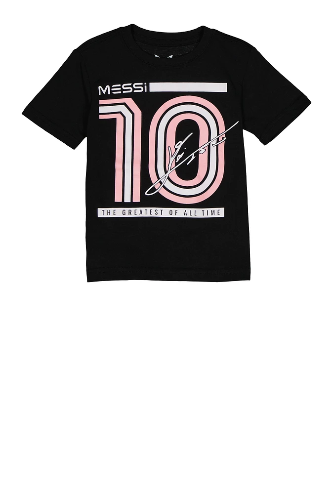 Little Boys Messi 10 Graphic Tee, Black, Size 6