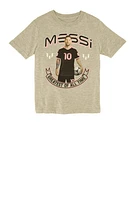 Little Boys Messi GOAT Graphic Tee, Grey, Size 7