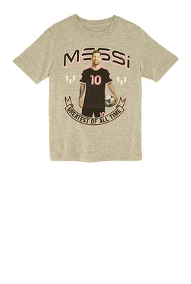 Little Boys Messi GOAT Graphic Tee, Grey, Size 4