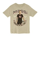 Little Boys Messi GOAT Graphic Tee, Grey, Size 4