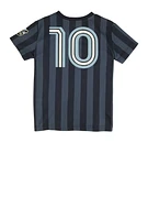Little Boys Messi Striped Jersey Top, Blue, Size 4